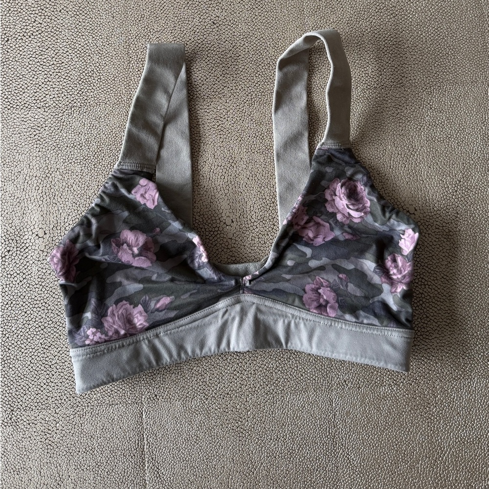 SPANX Gray and Pink Floral Bralette